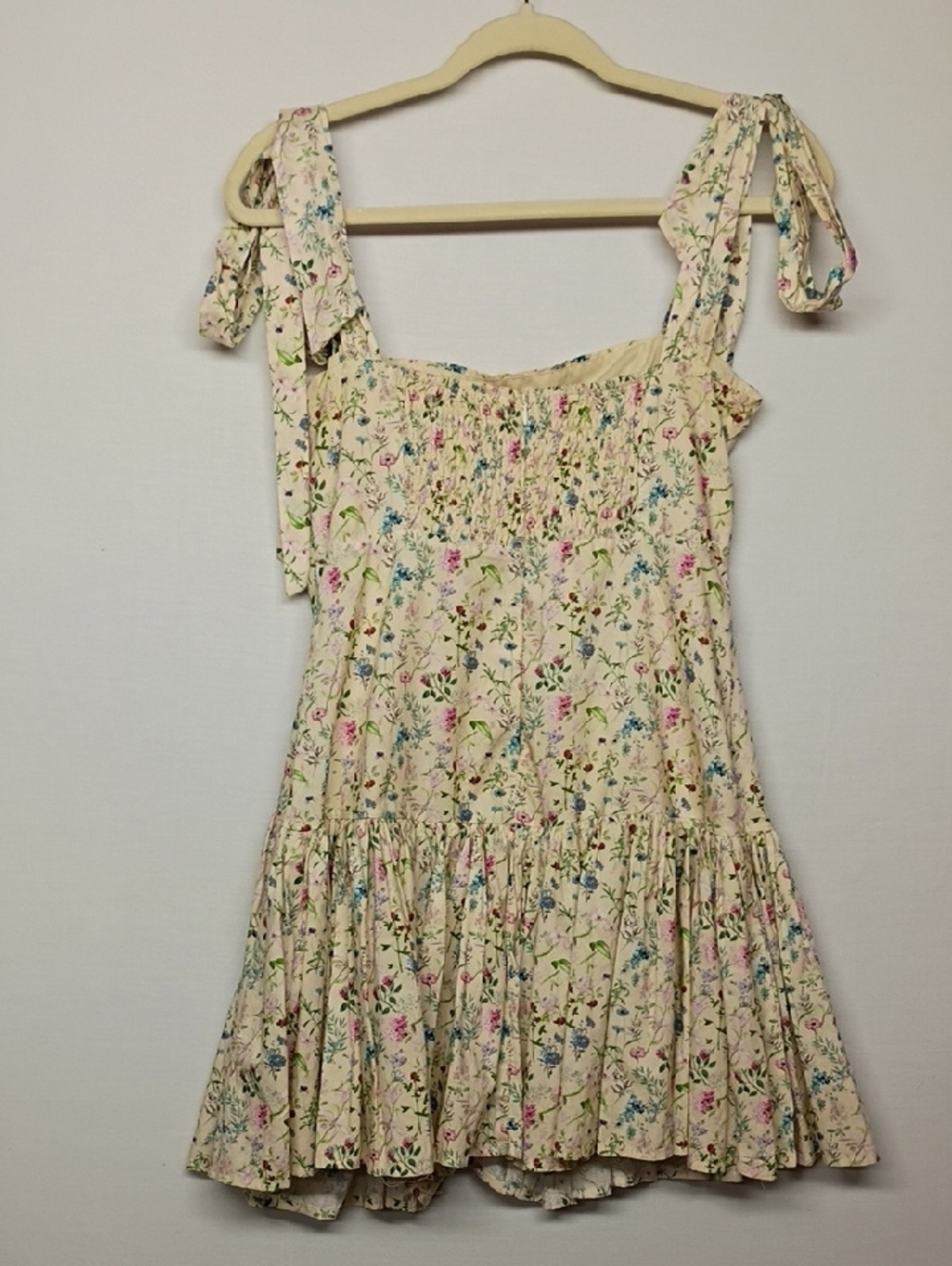 Cream Floral Tie-Shoulder Sundress - Picture 12 of 13